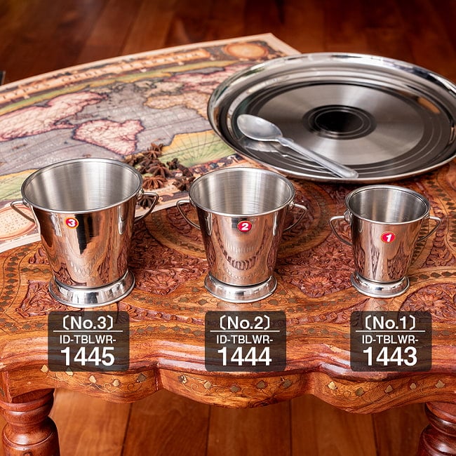 【6個セット】〔No.2〕ステンレス製　取っ手付きバケツ型　カレーサーバー　ポテトや野菜スティック入れ等にも　約300ml 8 - 同ジャンル品とのサイズ比較です。こちらは【〔No.2〕ID-TBLWR-1444】です。