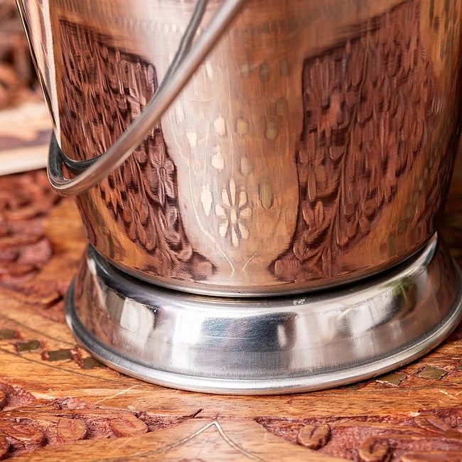 【6個セット】〔No.3〕ステンレス製　取っ手付きバケツ型　カレーサーバー　ポテトや野菜スティック入れ等にも　約450ml 6 - 土台部分です