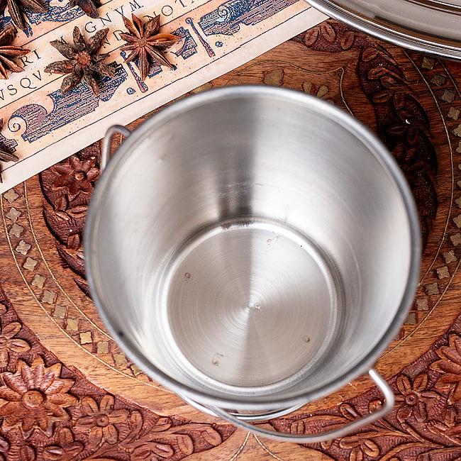 【6個セット】〔No.3〕ステンレス製　取っ手付きバケツ型　カレーサーバー　ポテトや野菜スティック入れ等にも　約450ml 7 - 中はこの様になっております