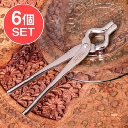 【6個セット】インドの鍋つかみ - インドの鍋 バゴーナなどへ やっとこ〔約18cm〕