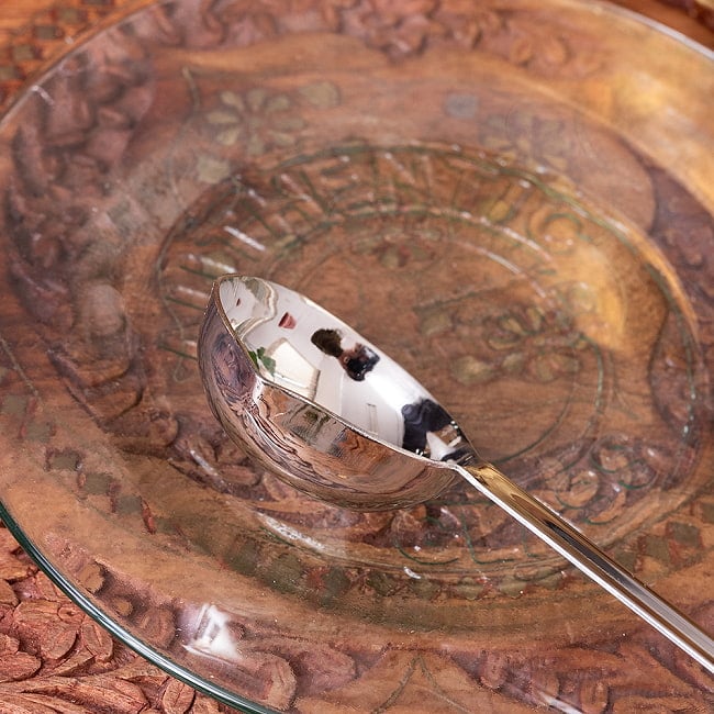 【6個セット】インドのラッサム用レードル 注ぎ口付き スープやカレーの取り分けに便利 ステンレス製 サーバーレードル〔約22.3cm〕 6 - 側面からの写真です