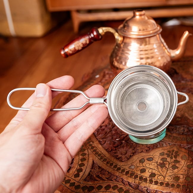 【6個セット】チャイの本場インドから 先端がじょうごになってて便利な茶こし ティーストレーナー メッシュフィルター 分解洗浄OK 8 - 上からの写真です