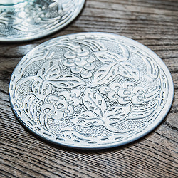 【6個セット】ムスリム職人の手仕事が息づく アルミコースター 花草 - サブ4