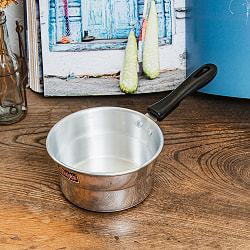 【6個セット】軽くて取り回しが便利な インドのアルミ片手鍋 チャイ煮出しなどに 直径14.5cm 650cc程度 - サブ2