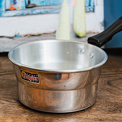 【6個セット】軽くて取り回しが便利な インドのアルミ片手鍋 チャイ煮出しなどに 直径14.5cm 650cc程度 - サブ3