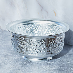 【6個セット】インド伝統唐草エンボスの脚付きアルミボウル 水盆 直径13cm - サブ2