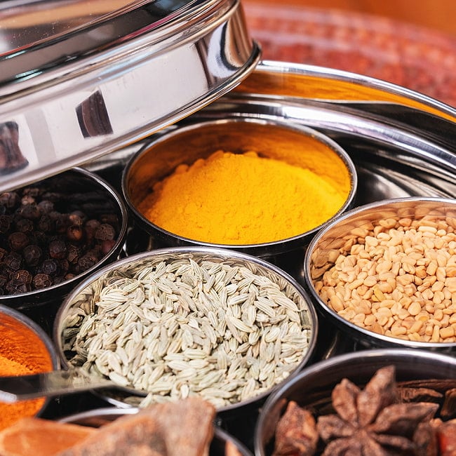 【6個セット】中身が見える！シースルー蓋の円形スパイスボックス　7種類のスパイスを入れられる[直径約19cm] 7 - 拡大写真です