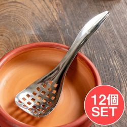 【12個セット】タイのステンレス製 穴あきサービングスプーン 21cm - メイン