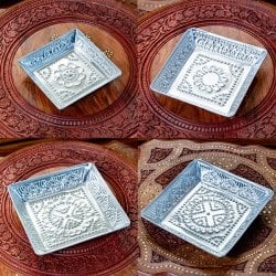 【4サイズセット】バリのアルミスクエアトレイ 手打ち細工が美しい(SET-FOOD-725)
