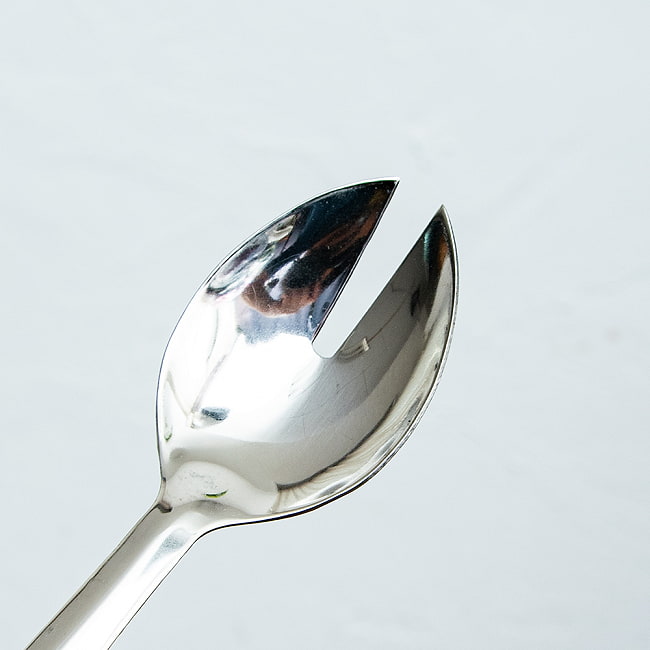 【10個セット】ネパールのカジャ スプーン 18cmパーティ料理などに フォーク兼用 8 - 結構鋭いので怪我にはご注意！