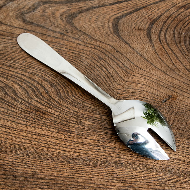 【100個セット】ネパールのカジャ スプーン 18cmパーティ料理などに フォーク兼用 7 - 裏面です。