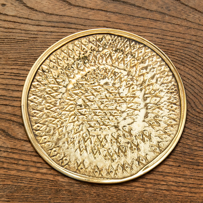 【4個セット】ムスリム職人の手仕事が息づく ブラスコースター 網目仕上げ 8 - 裏面の様子です。