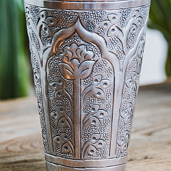 【4個セット】ムスリム職人の手仕事が息づく 薄彫り ラッシーグラス 高さ13.5cm程度 - サブ3