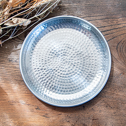 【4個セット】槌目仕上げのラウンドターリー アンティーク調のアルミ皿 カレーライスプレート 直径：約24cm - サブ2