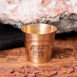 【3個セット】インドの礼拝用 ブラス製 プージャグラス カップ[約2.8cm×約3cm] - サブ2