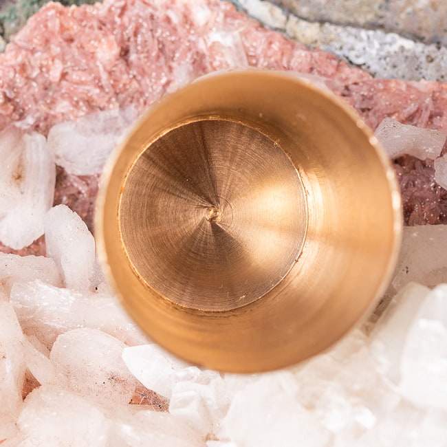 【3個セット】インドの礼拝用 ブラス製 プージャグラス カップ[約2.8cm×約3cm] 4 - 中はこのようになっております