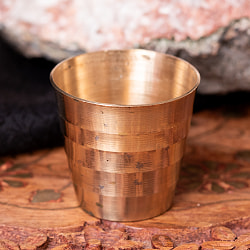 【3個セット】インドの礼拝用 ブラス製 プージャグラス カップ[約3.4cm×約3.6cm] - サブ2
