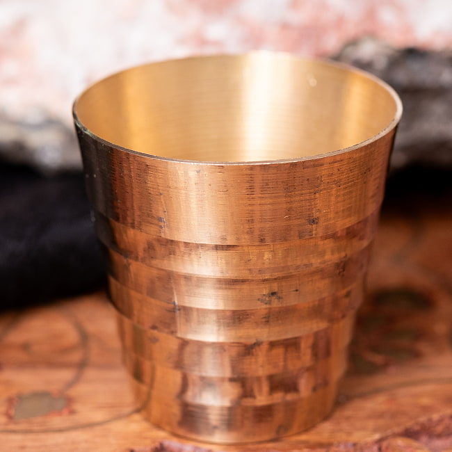 【3個セット】インドの礼拝用 ブラス製 プージャグラス カップ[約4cm×約4cm] 3 - 拡大写真です