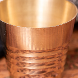 【3個セット】インドの礼拝用 ブラス製 プージャグラス カップ[約4.5cm×約4.8cm] - サブ3