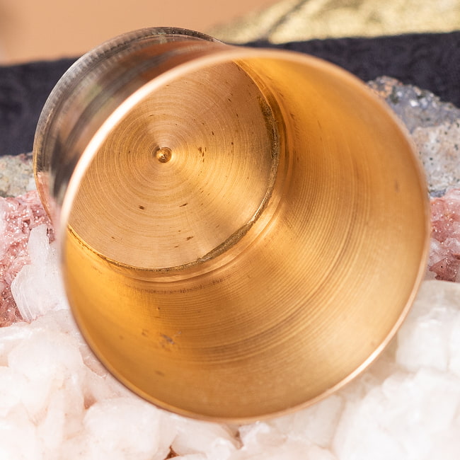 【3個セット】インドの礼拝用 ブラス製 プージャグラス カップ[約4.6cm×約4.9cm] 4 - 中はこのようになっております