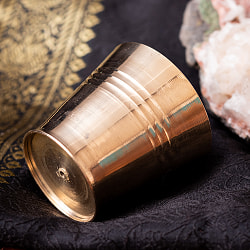 【3個セット】インドの礼拝用 ブラス製 プージャグラス カップ[約4.6cm×約4.9cm] - サブ5