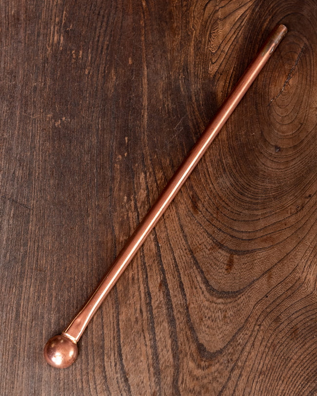 【6個セット】ヤジュニャ(Yajna)　護摩のルーツであるホーマ(Homa)の儀式に使われる銅のロングスプーン 長さ：約30cm 5 - 裏面です