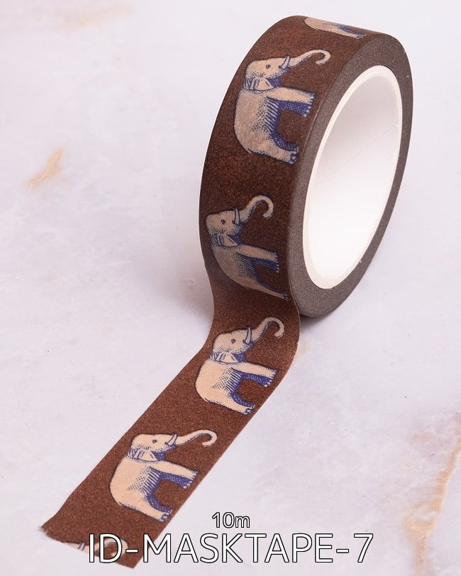 【メール便送料無料・自由に選べる6個セット】ティラキタオリジナル マスキングテープ 15mm x 10m 17 - 茶色のゾウさん-ティラキタオリジナル マスキングテープ 15mm x 10m(ID-MASKTAPE-7)の写真です
