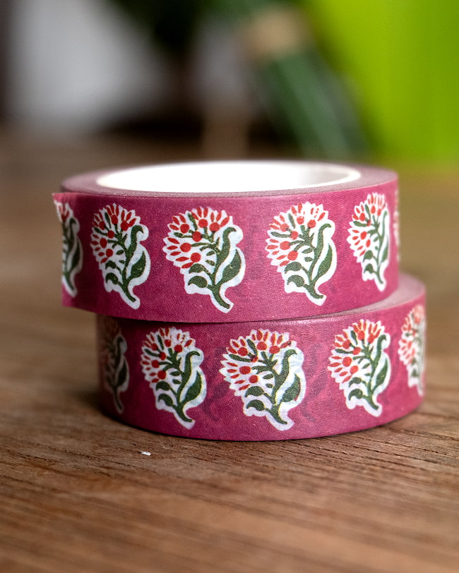 【6個セット】紫小花柄-ティラキタオリジナル マスキングテープ 15mm x 10m 5 - 2つ並べて撮影しました。