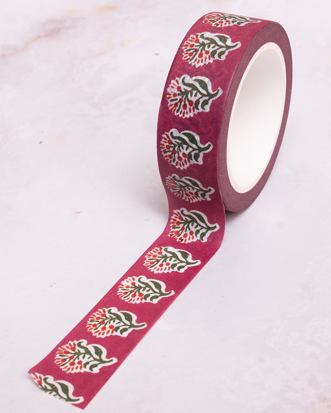 【6個セット】紫小花柄-ティラキタオリジナル マスキングテープ 15mm x 10m 6 - 白い背景で撮影しました