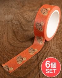 【6個セット】ちょっと目つきの悪い自転車ぞうさん-ティラキタオリジナル マスキングテープ 15mm x 10m