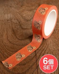 【6個セット】ちょっと目つきの悪い自転車ぞうさん-ティラキタオリジナル マスキングテープ 15mm x 10mの数割選択写真