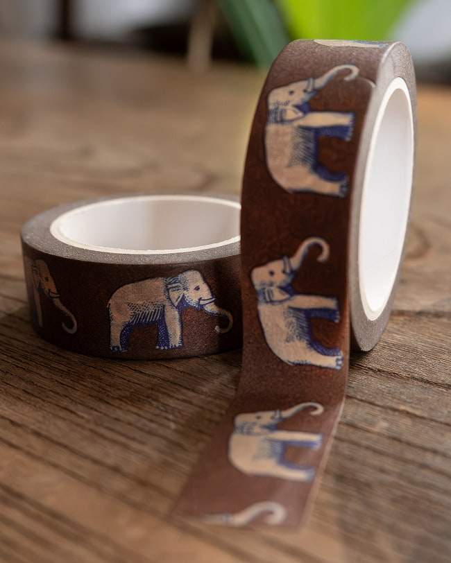 【6個セット】茶色のゾウさん-ティラキタオリジナル マスキングテープ 15mm x 10m 6 - 自然な雰囲気で撮影しました