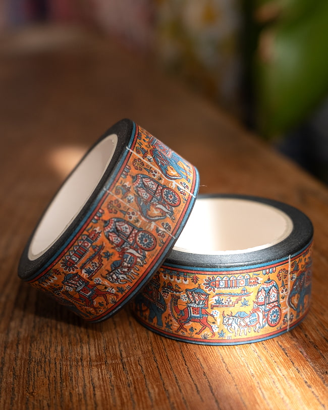 【6個セット】マハラジャの行進-ティラキタオリジナル マスキングテープ 20mm x 10m 3 - 2つ並べて撮影しました。