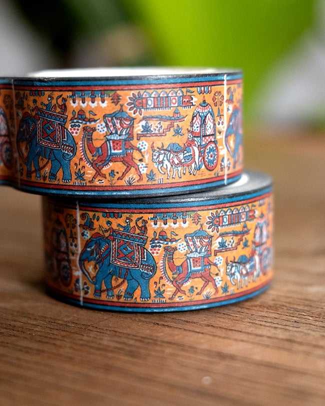 【6個セット】マハラジャの行進-ティラキタオリジナル マスキングテープ 20mm x 10m 4 - 2つ並べて撮影しました。