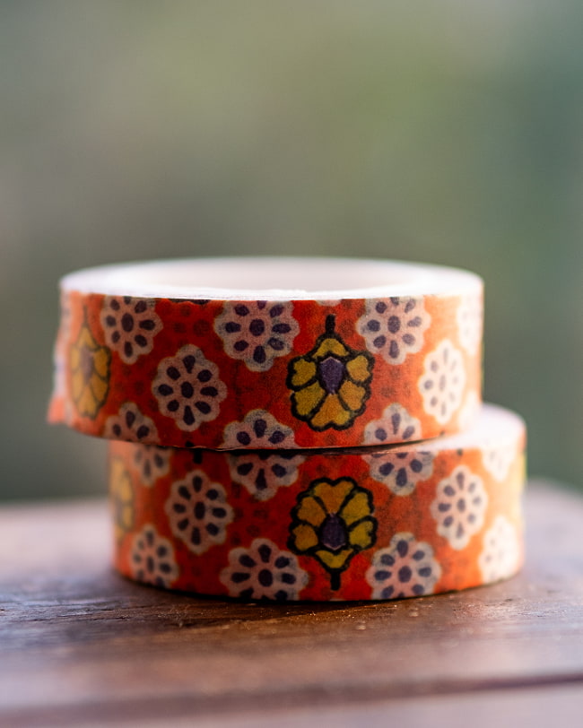 【6個セット】黄色とブルーのお花-ティラキタオリジナル マスキングテープ 15mm x 10m 5 - 2つ並べて撮影しました。