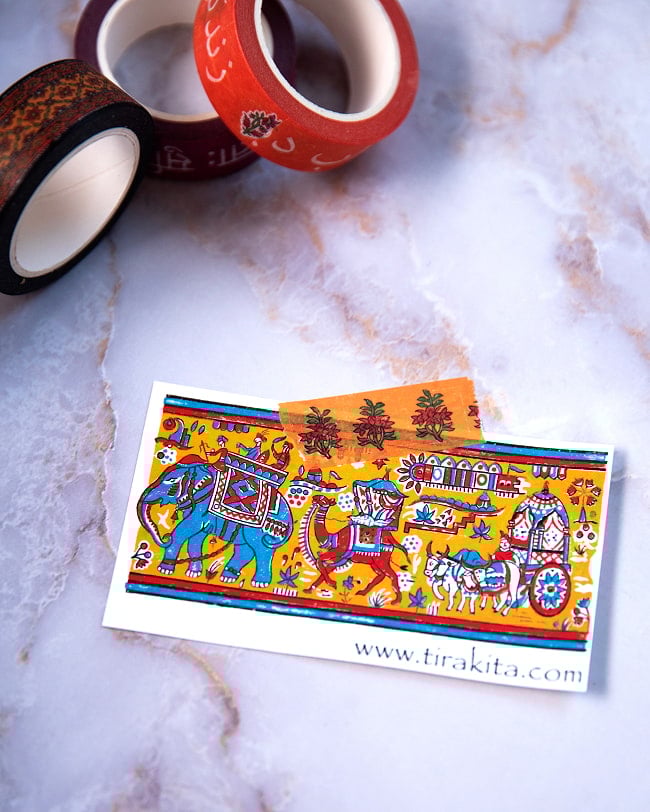 【6個セット】黄色とブルーのお花-ティラキタオリジナル マスキングテープ 15mm x 10m 9 - 机に貼り付けても◎