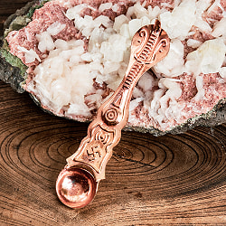 【6個セット】銅製 ナーガとヒンドゥシンボルの礼拝用スプーン 13cm - サブ2