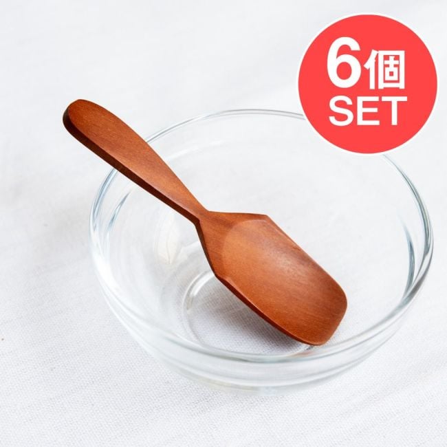 【6個セット】すくいやすいスコップ型！　天然木のアイスクリーム ミニ スプーン の写真セット,バリ雑貨,食器,ティースプーン,匙,コーヒースプーン,薬味用スプーン,アイスクリームスプーン,アイススプーン,ジェラートスプーン,ウッド,カトラリー,ナチュラル,アジアン,カフェ,スイーツ,小さじ,テーブルウェア,シンプル
