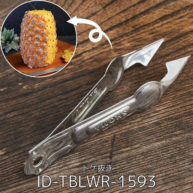 【6個セット】インドネシアの パイナップル トゲ抜き 2 - パイナップルの皮をむいた後にのこるトゲ を抜くトゲ抜きです