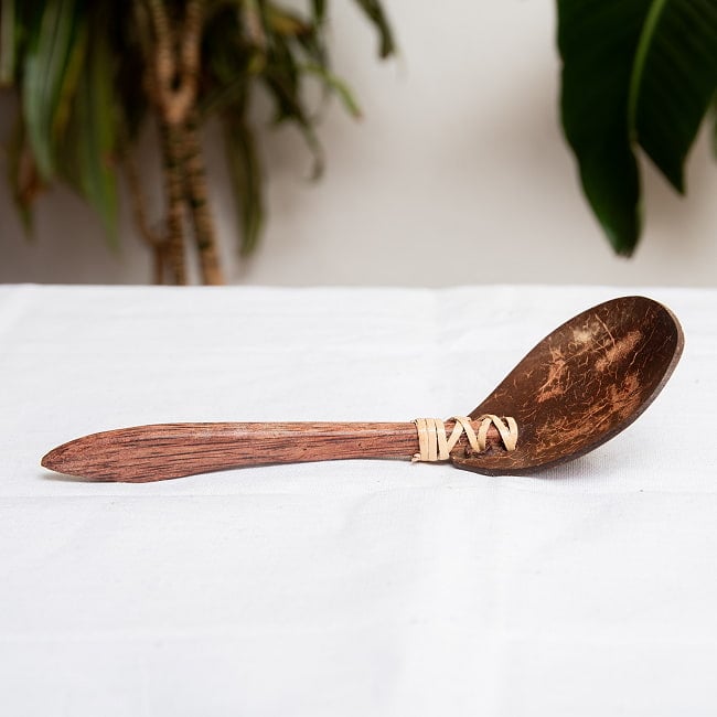 【6個セット】天然木とココナッツのライスサーバー サービングスプーン ライススクーパー 6 - 横から見てみた様子です