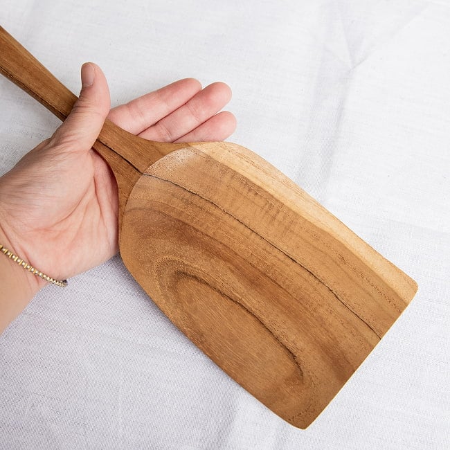 【6個セット】大鍋でもしっかり混ぜられる 天然木のワイドヘラ 9 - ヘラ部分もたっぷり大きさがあります。大きな鍋で料理するときにピッタリ！