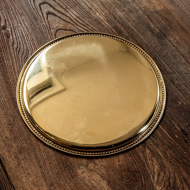 【3個セット】ペイズリー模様が美しい　金色のブラス製ラウンドトレイ 27.5cm 7 - 裏面