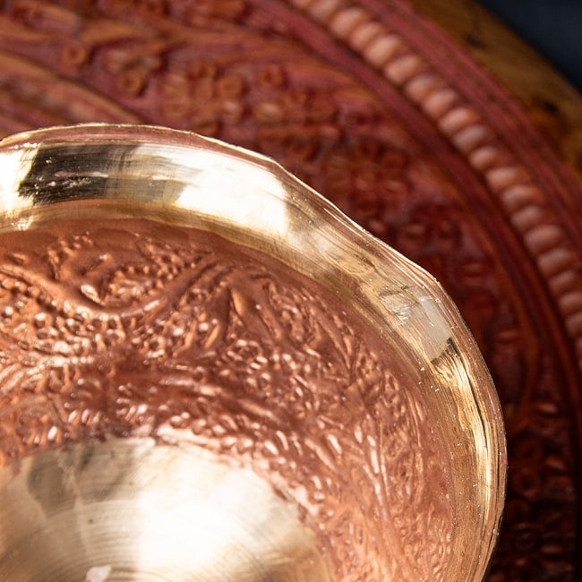 【6個セット】カシミールの重厚な精細彫金 脚付ボウル 高さ：11cm程度 10 - インドからの直輸入のため若干の歪みがあります…