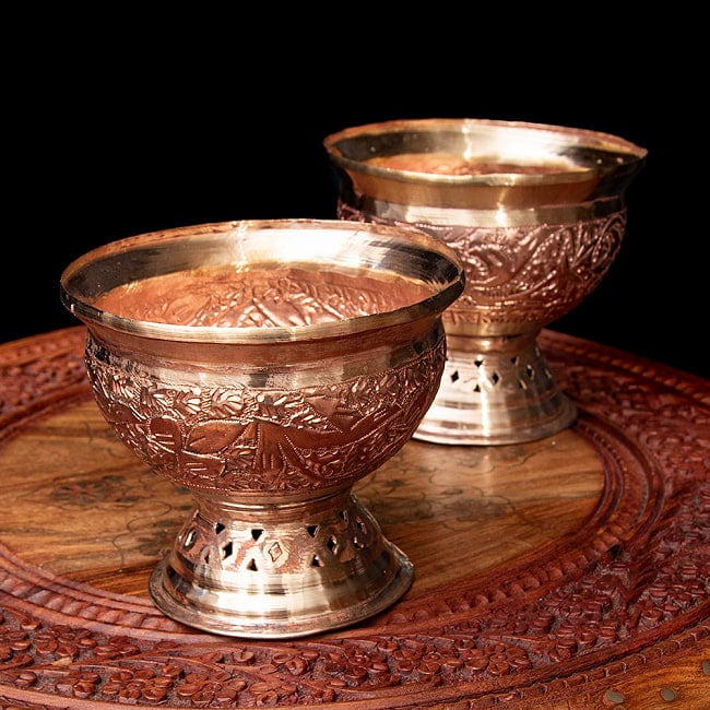 【6個セット】カシミールの重厚な精細彫金 脚付ボウル 高さ：11cm程度 8 - 揃える楽しみのあるアイテムです。