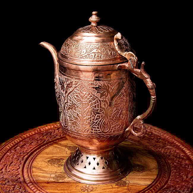 【6個セット】カシミールの重厚な精細彫金 水差し 銅仕上げ 高さ：29.5cm程度 8 - 角度を変えてみてみました。