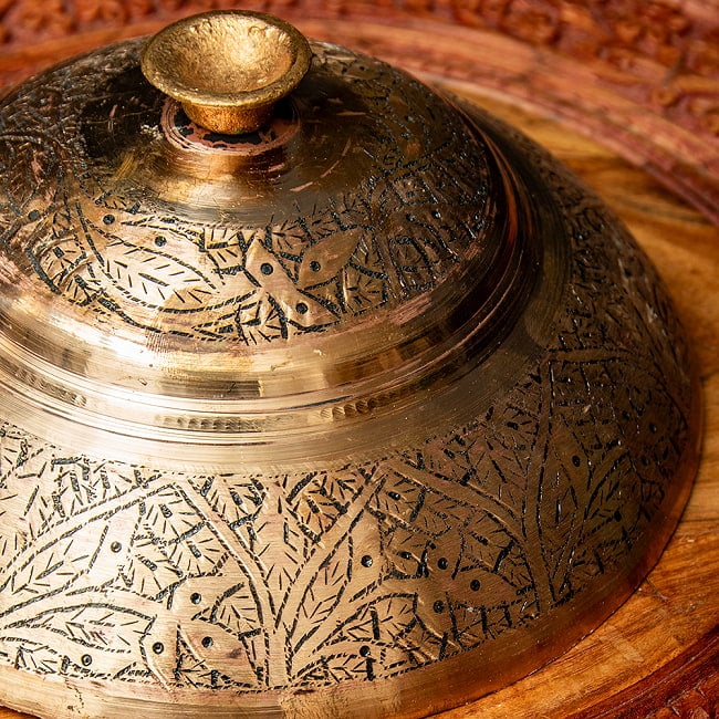 【6個セット】カシミールの重厚な精細彫金 カバリングプレート 豪華な蓋付きお皿 直径22.5cm程度 10 - 細部を見てみました。