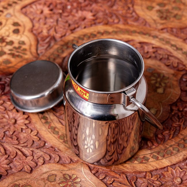 【6個セット】〔約250ml〕取っ手付き　かわいいフォルムのギーポット　ミルク缶　ミルクポット　ステンレス製 11 - 別の角度からの写真です