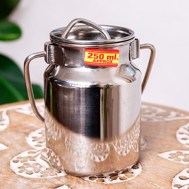 【6個セット】〔約250ml〕取っ手付き　かわいいフォルムのギーポット　ミルク缶　ミルクポット　ステンレス製 4 - 全体写真です