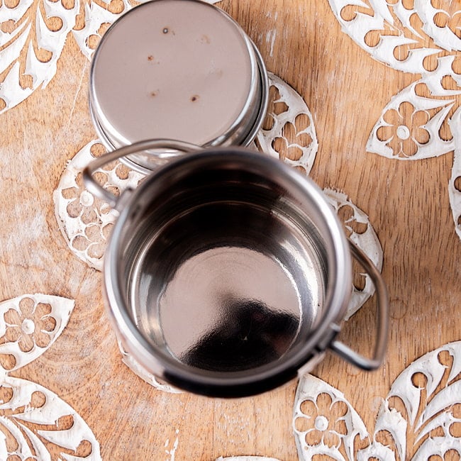 【6個セット】〔約500ml〕取っ手付き　かわいいフォルムのギーポット　ミルク缶　ミルクポット　ステンレス製 10 - 中はこのようになっています