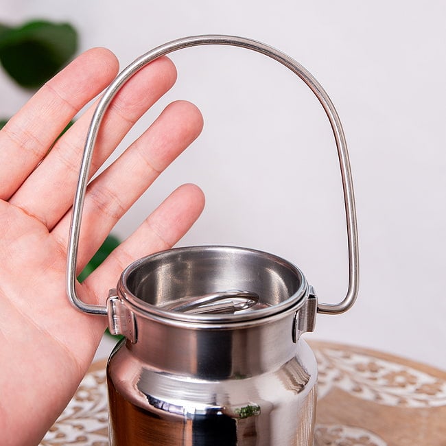 【6個セット】〔約500ml〕取っ手付き　かわいいフォルムのギーポット　ミルク缶　ミルクポット　ステンレス製 7 - 取っ手もかわいいフォルム